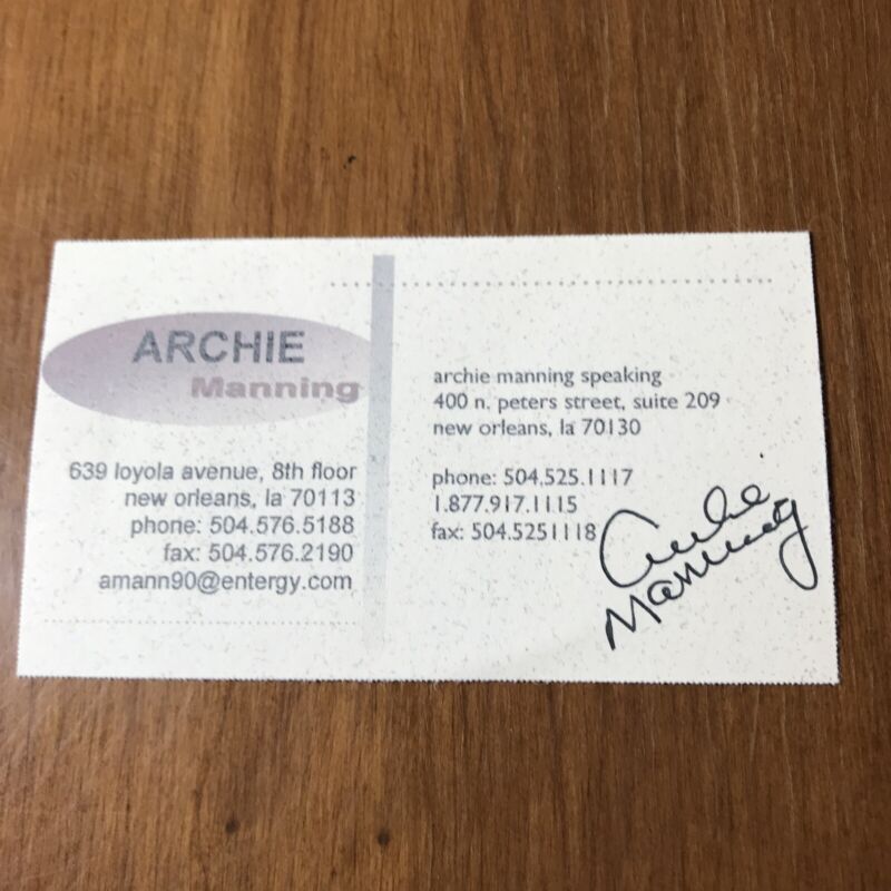 Archie Manning Autographed Signed Auto BUSINESS CARD Ole Miss Saints Football