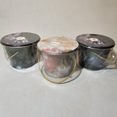 2 Headache Relief Candles + 1 Magnolia Candle in covered Tin Buckets NEW