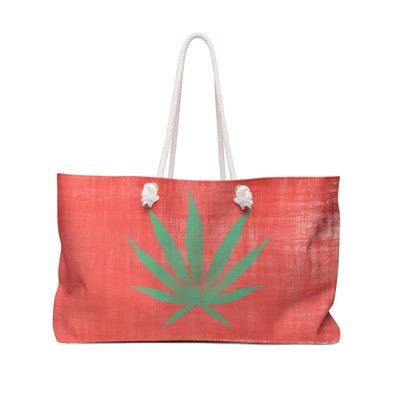 Distressed Sativa Leaf Weekender Bag