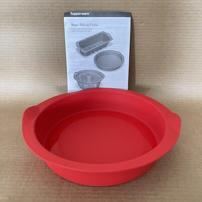 Tupperware Silicone Cake Pan Baking Form Round 9'' Magic Mold #5023 Red