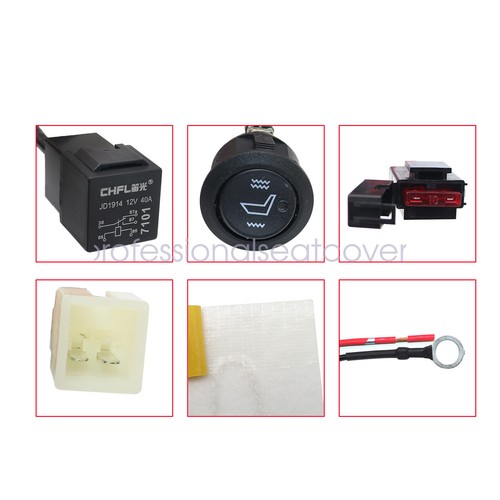 Heated Seat Kit,2 Seats 12V Universal Round Switch Seat Heater,4 Pads