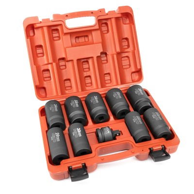 02531A 10 Piece 12 Point Socket Set 1/2  Drive, Lug Nut Remover, Spindle Nut ...