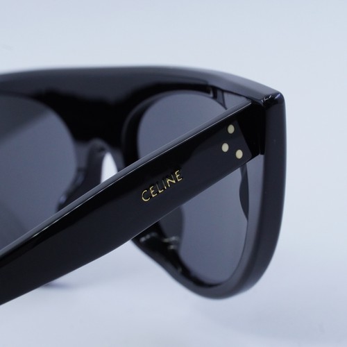 Pre-owned Celine Cl40228i 01a Shiny Black/smoke 56-17-140 Sunglasses Authentic In Gray