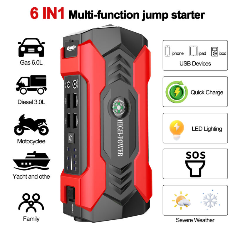 Car Jump Starter Booster Jumper Box Power Bank Battery Charger
