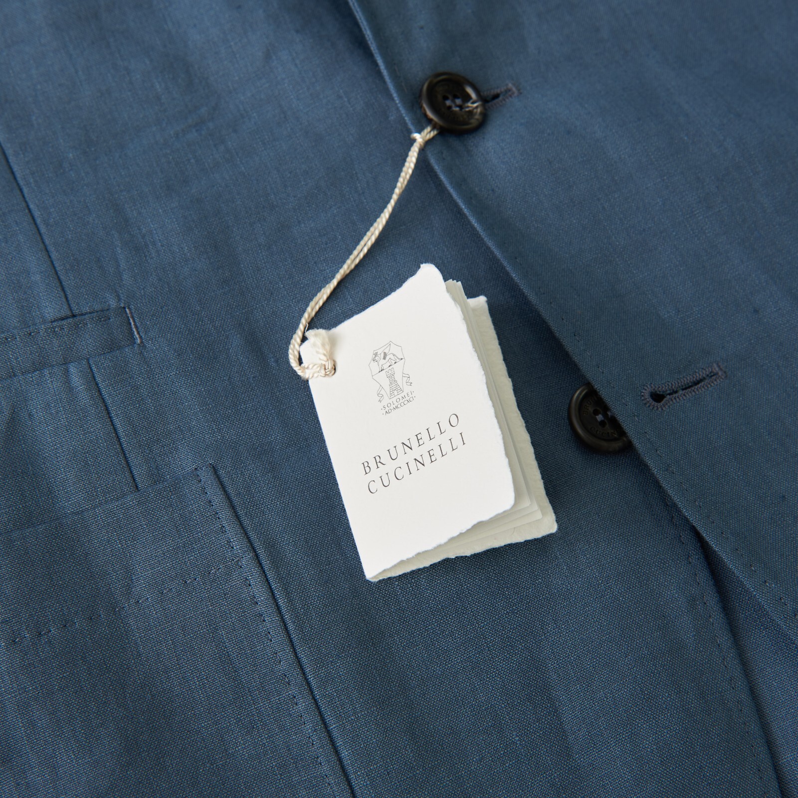 Pre-owned Brunello Cucinelli 3895$ Deconstructed Blazer Jacket Patch Pockets Indigo Linen In Blue