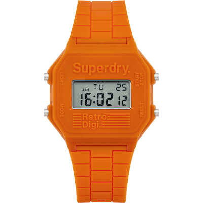 Unisex Watch SUPERDRY RETRO SYG201 Silicone Black Blue Gray Orange Digital