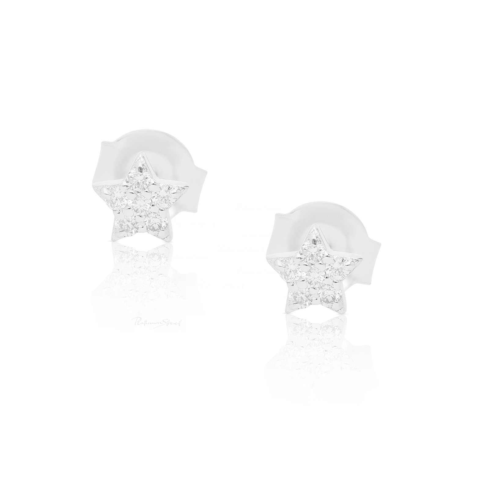 950 Platinum 0.08 Ct Natural Diamond Star Shape Studs Earrings-Women’s Day Jewel