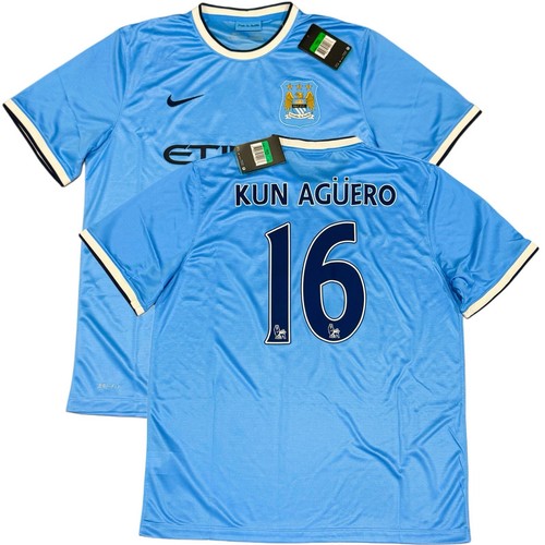 2013/14 Manchester City Home Jersey #16 Kun Aguero XL Nike