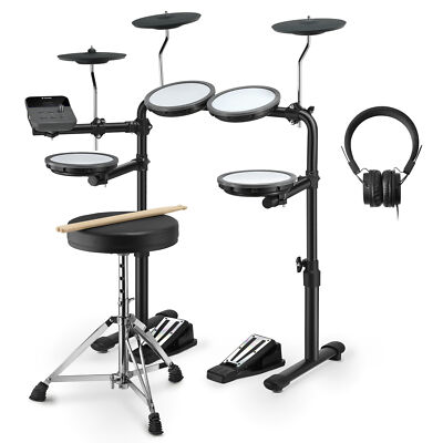   Donner DED-70 Electronic Drum Set With Quiet Mesh Pads Dual Zone + Throne