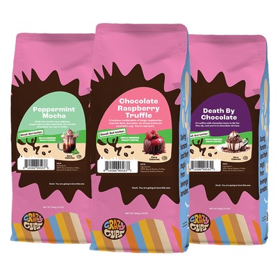 Crazy Cups Decaf Chocolate Lovers Ground Coffee Variety Pack 3 Pack Decaf Cho...