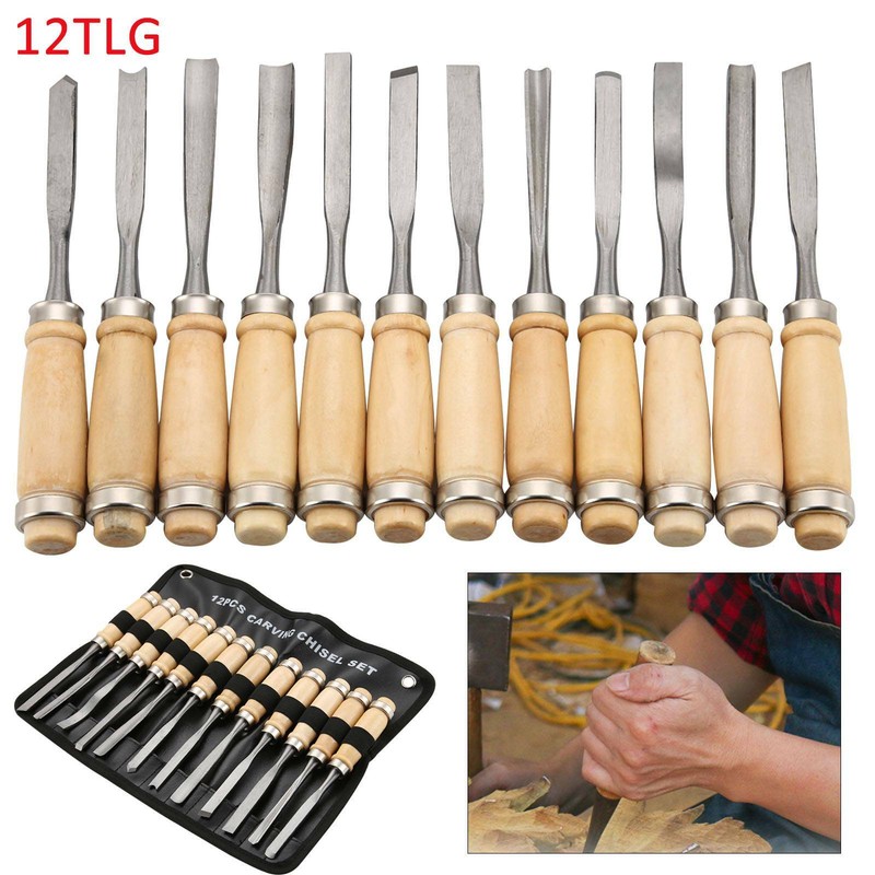 12× Schnitz Werkzeug Set Beitel Holz Bearbeitung Schnitzeisen Satz Schnitzmesser