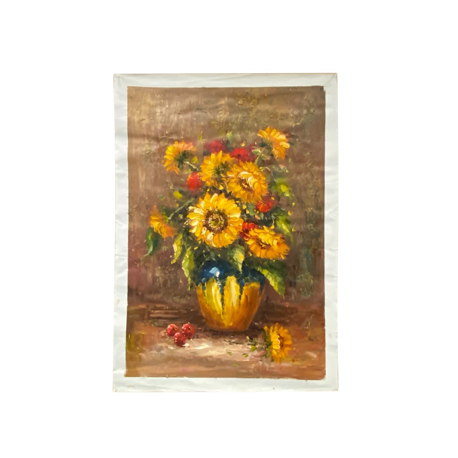 Impasto Oil Paint Canvas Art Sunflowers Yellow Vase Scroll Painting ws3426S Impasto Oil Paint Canvas Art Sunflowers Yellow Vase Scroll Painting ws3426S