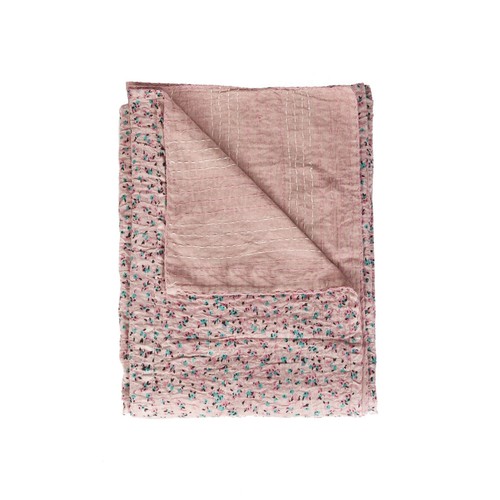 Голубое хлопчатобумажное одеяло Kantha с цветочным рисунком размером 50 X 70 см и вышивкой