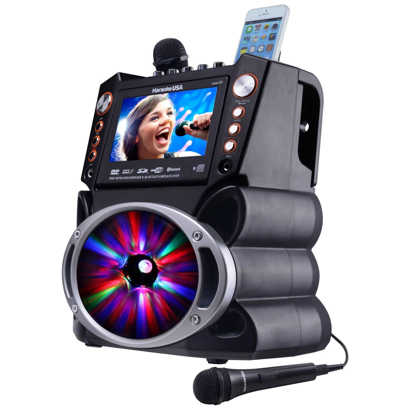 DVD/CDG/MP3G Karaoke Machine with 7 Inch TFT Color Screen, Record