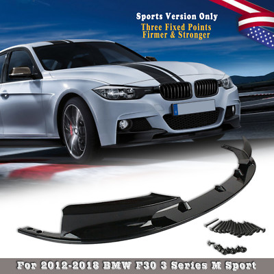 Front Bumper Spoiler Lip for BMW 3 Series F30 328i 335i M-Sport Black 2014-2018