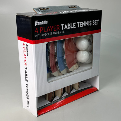 FRANKLIN 4 Player Table Tennis With Paddle and Balls Red/Blue Sides 3230200197