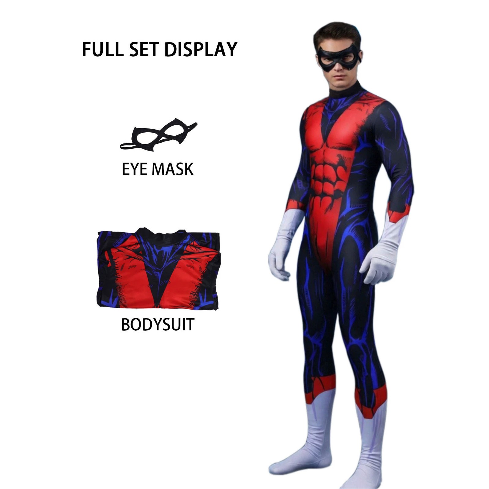 Cosplay X-Men Nightcrawler Jumpsuit Eyemask Superhero Kurt Wagner