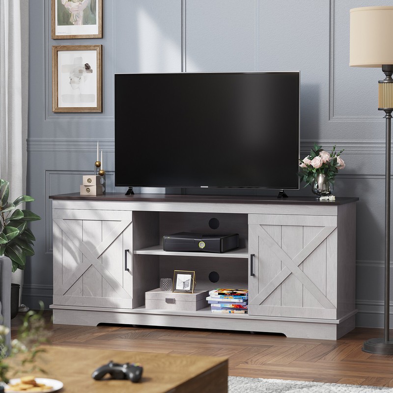 TV Stand up to 65" Entertainment Center Console with Open Shelves & Door Cabinet