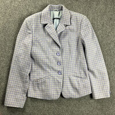 Sisley Blazer Womens 42 Purple Plaid Jacket Wool Adults Italy