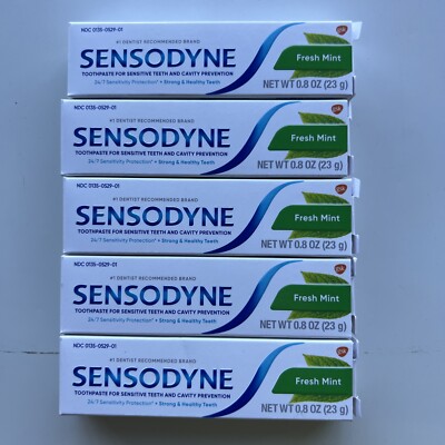 Sensodyne Fresh Mint Toothpaste for Sensitive Teeth 0.8oz EXP 05/25 5 Pack
