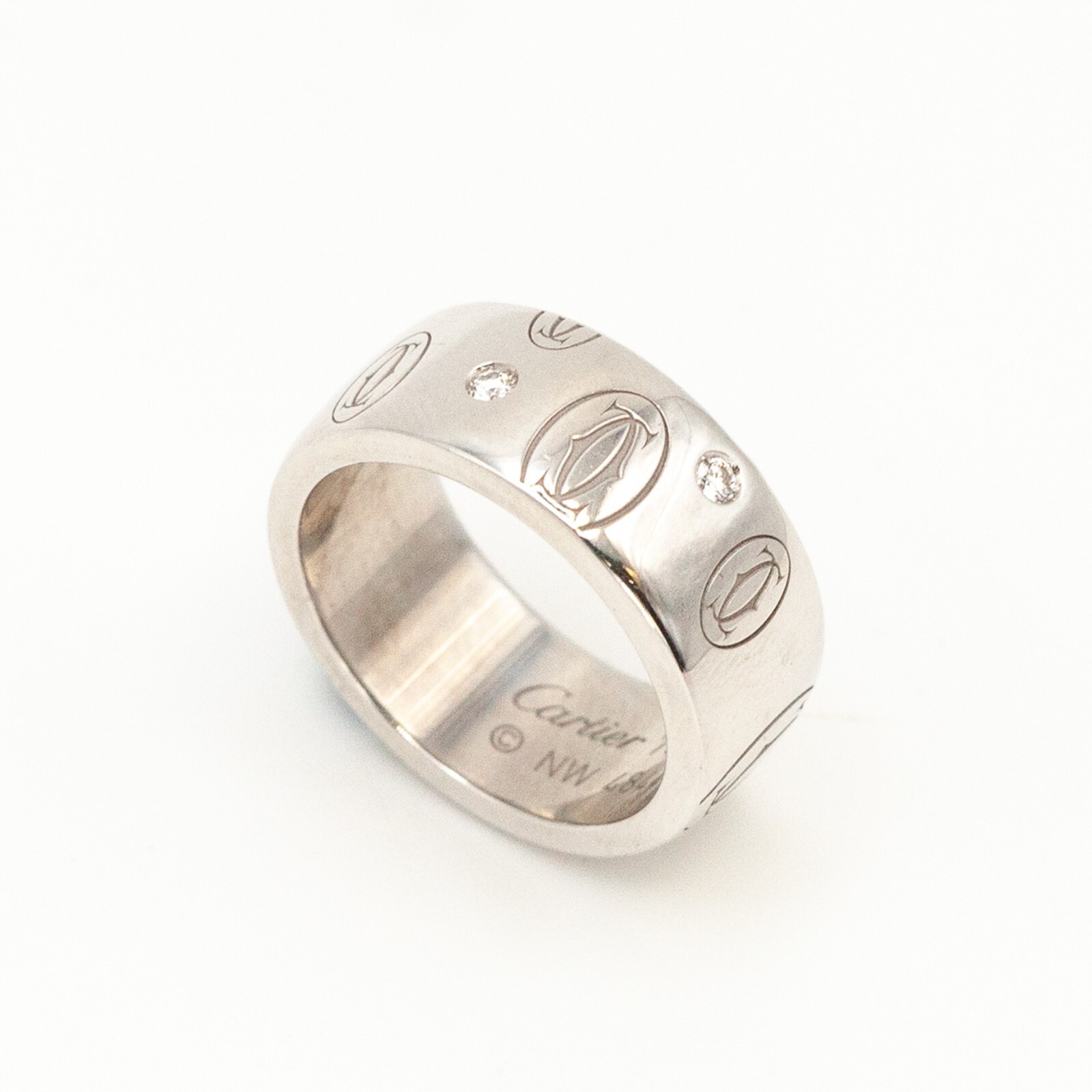 Preowned CARTIER 18K 5-Diamond Happy Birthday Double C logo Preowned CARTIER 18K 5-Diamond Happy Birthday Double C logo