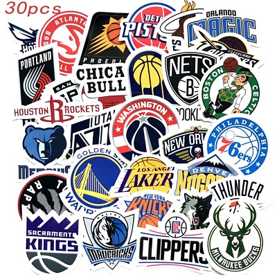ALL 30 NBA Basketball Team Logo Stickers Wall Decals Skateboard Car Yeti Hydro