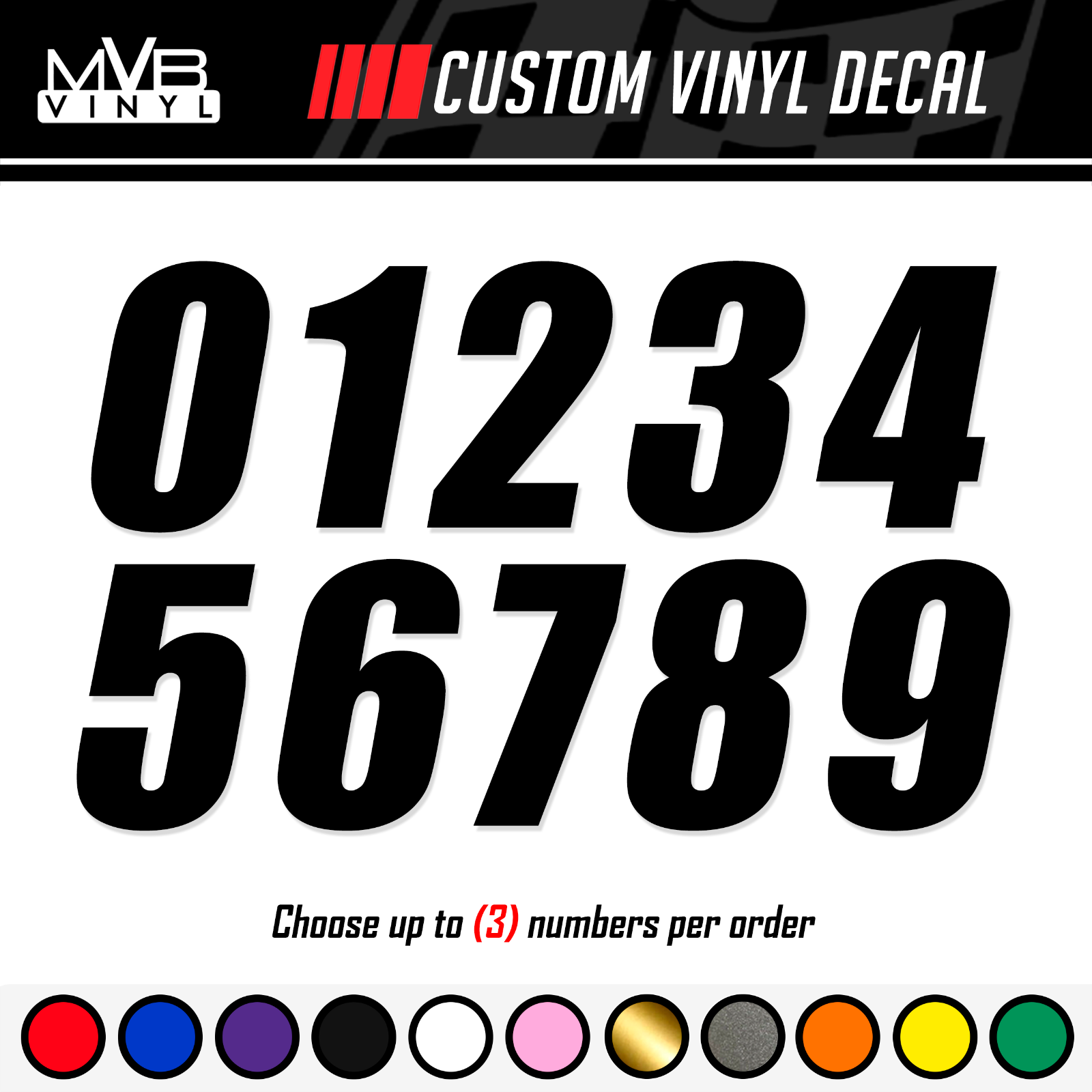 Racing Numbers Vinyl Decal Sticker | Dirt Bike Plate Number BMX Competition 498