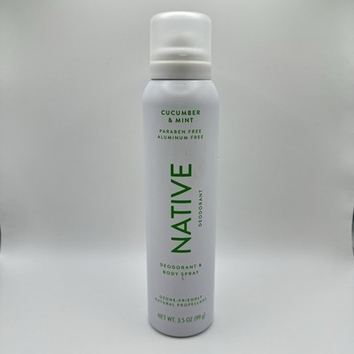 Native Body Spray Cucumber and Mint Aluminum Free Paraben Free 3.5 ounces