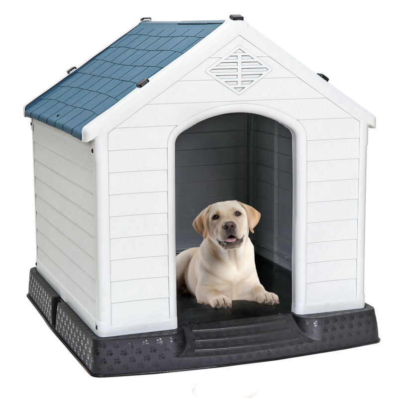 Outdoor Dog House Comfortable Cool Shelter Durable Plastic Design Home