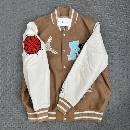 JORDAN TRAVIS SCOTT X JORDAN VARSITY JACKET SIZE LARGE MENS ANTIQUE BROWN
