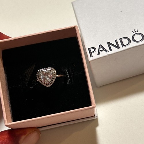 New Pandora Sparkling Love Heart Ring # 190929CZ w/Box Sz5