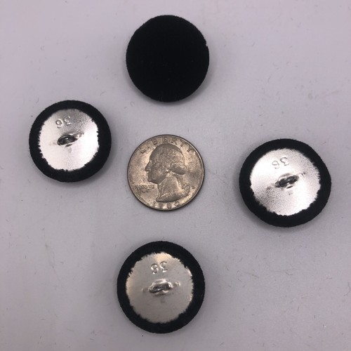 Vintage Black Velvet Shank Buttons 25mm Lot of 6 TinB-10