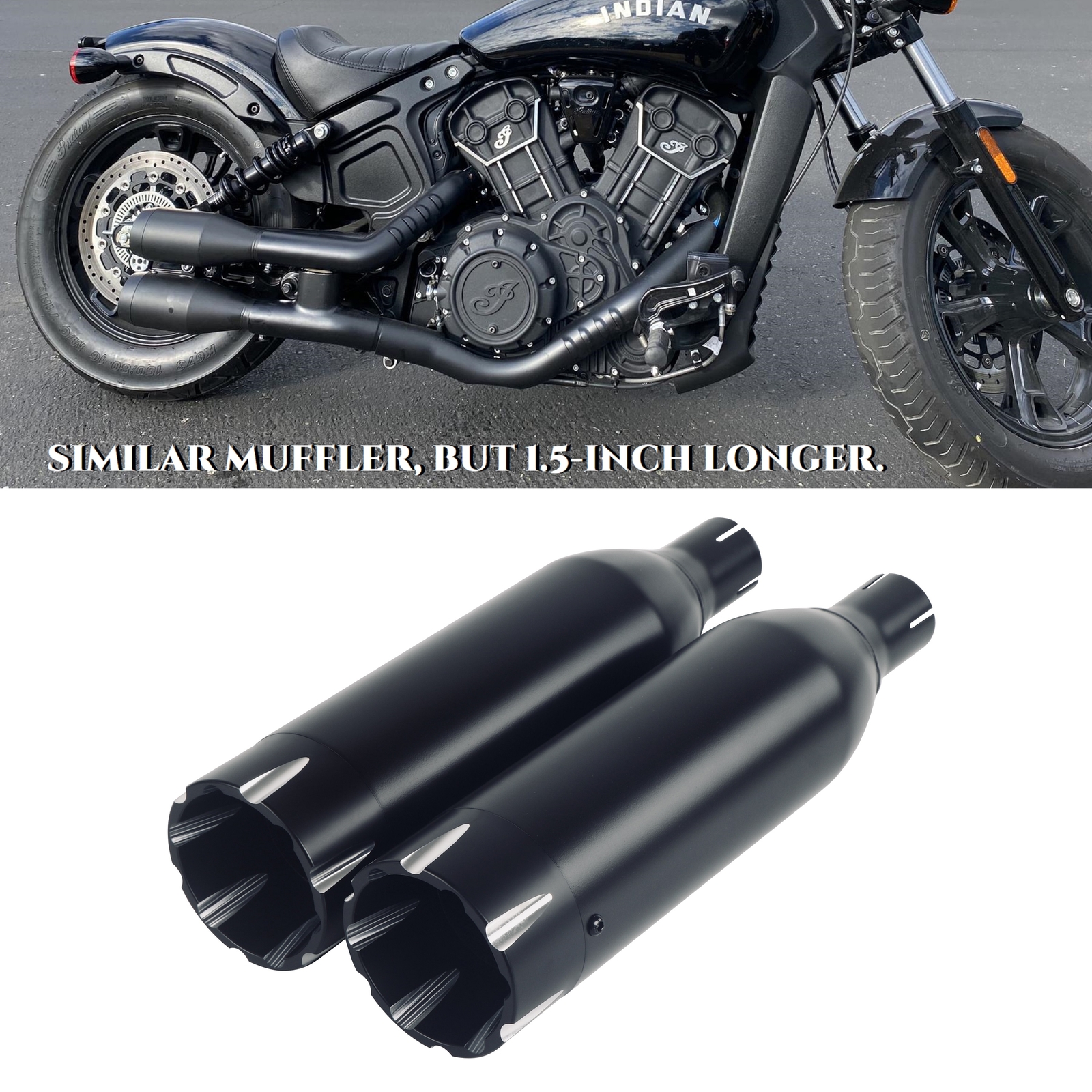 4.0'' Chubby Rich-airflow Pipe for Indian Scout Exhaust, Deep Rumble Sound
