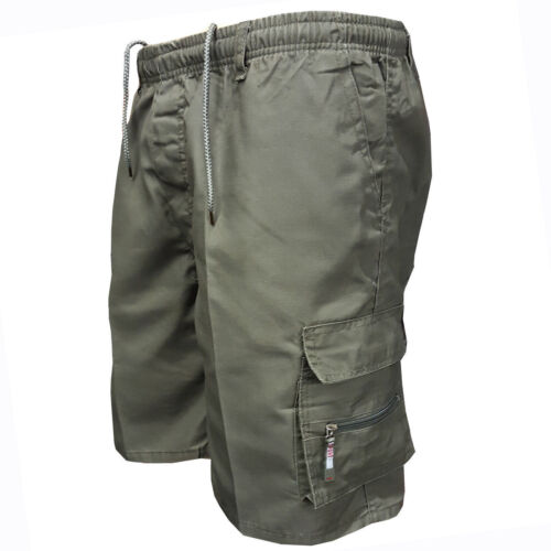 Mens Elasticated Cargo Shorts Casual Work Combat Drawstring Mens Elasticated Cargo Shorts Casual Work Combat Drawstring