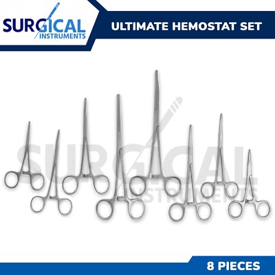 Ultimate Hemostat Set, 8 Pcs Ideal for hobby tool, electronics, fishing German G