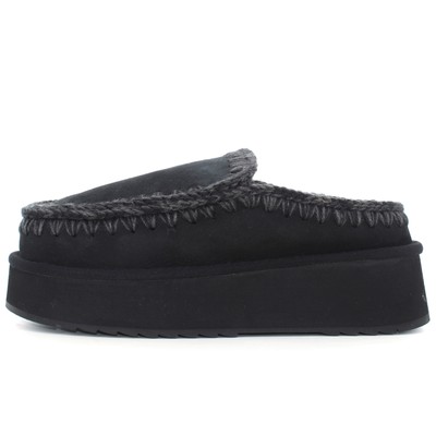 Pre-owned Mou A24us Women's Sabot Mu.fw681004a Clog Eskimo Platform Bkbk In Black