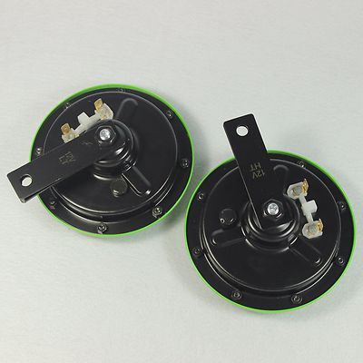 LOUD GRILLE MOUNT  GREEN SUPER COMPACT ELECTRIC BLAST TONE HORN KIT FOR 12V