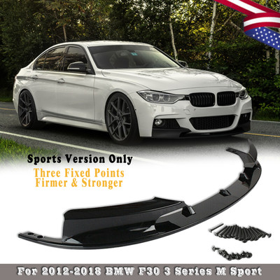 For BMW 3 Series F30 M-Sport 2014-2018 2pc Gloss Black Front Bumper Lip