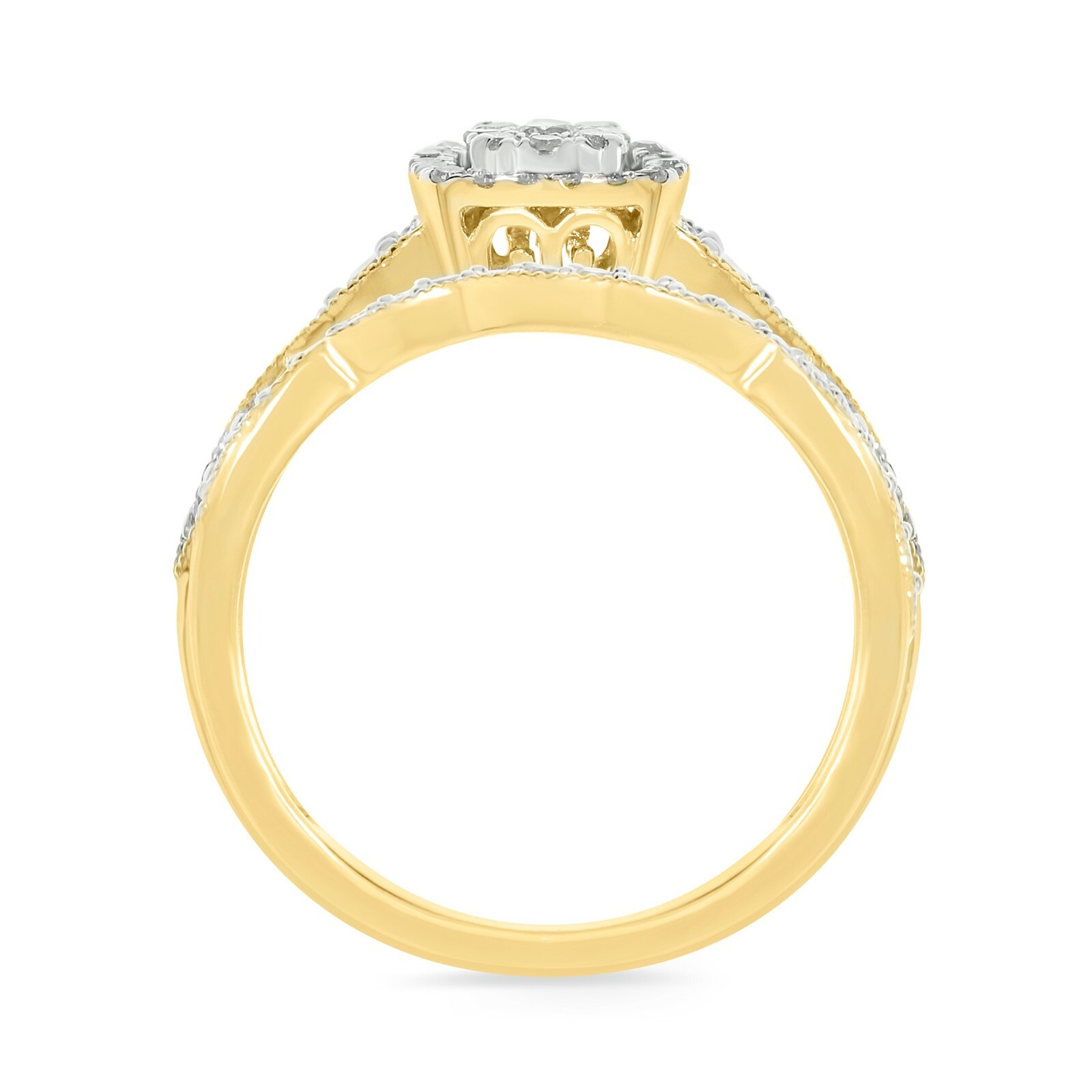 Pre-owned Wholesale Diamonds 10k Yellow Gold .50 Ct Women Real Diamond Engagement Ring Wedding Band Ring Set In I