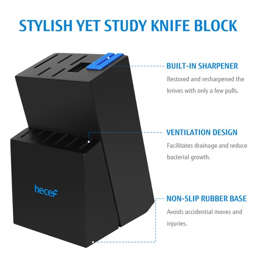 13Pcs Kitchen Knife Block Set Super Sharp Stainless Steel Chef Knife Steak Knife