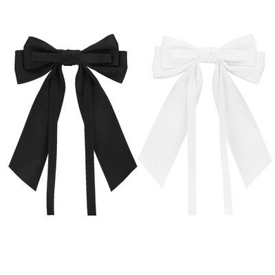 Bow Hair Clips 2PCS 5 Inch Black and White Hair Bows for Women Girls Hair Acc...