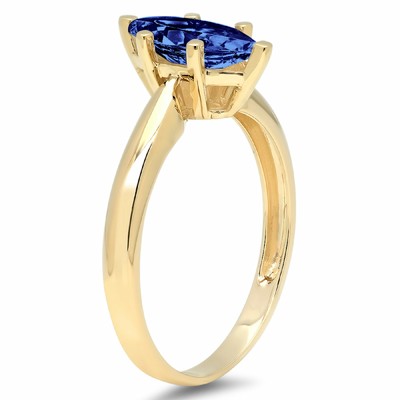 Pre-owned Pucci 1 Ct Marquise Cut Tanzanite Stone Wedding Bridal Promise Ring 14k Yellow Gold In D