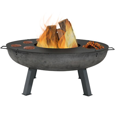 40 in Cast Iron Fire Pit Bowl with Cooking Ledge by Sunnydaze
