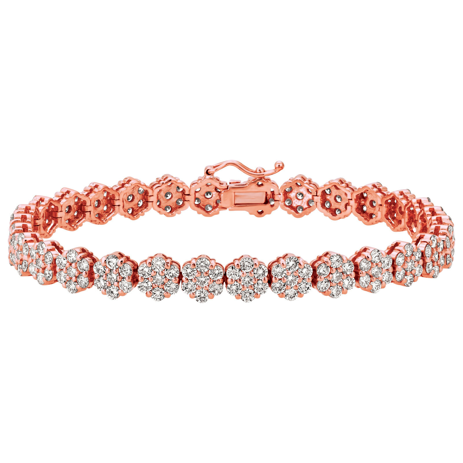 Pre-owned Morris 7.50 Carat Natural Diamond Flower Bracelet Si 14k White Gold 7''