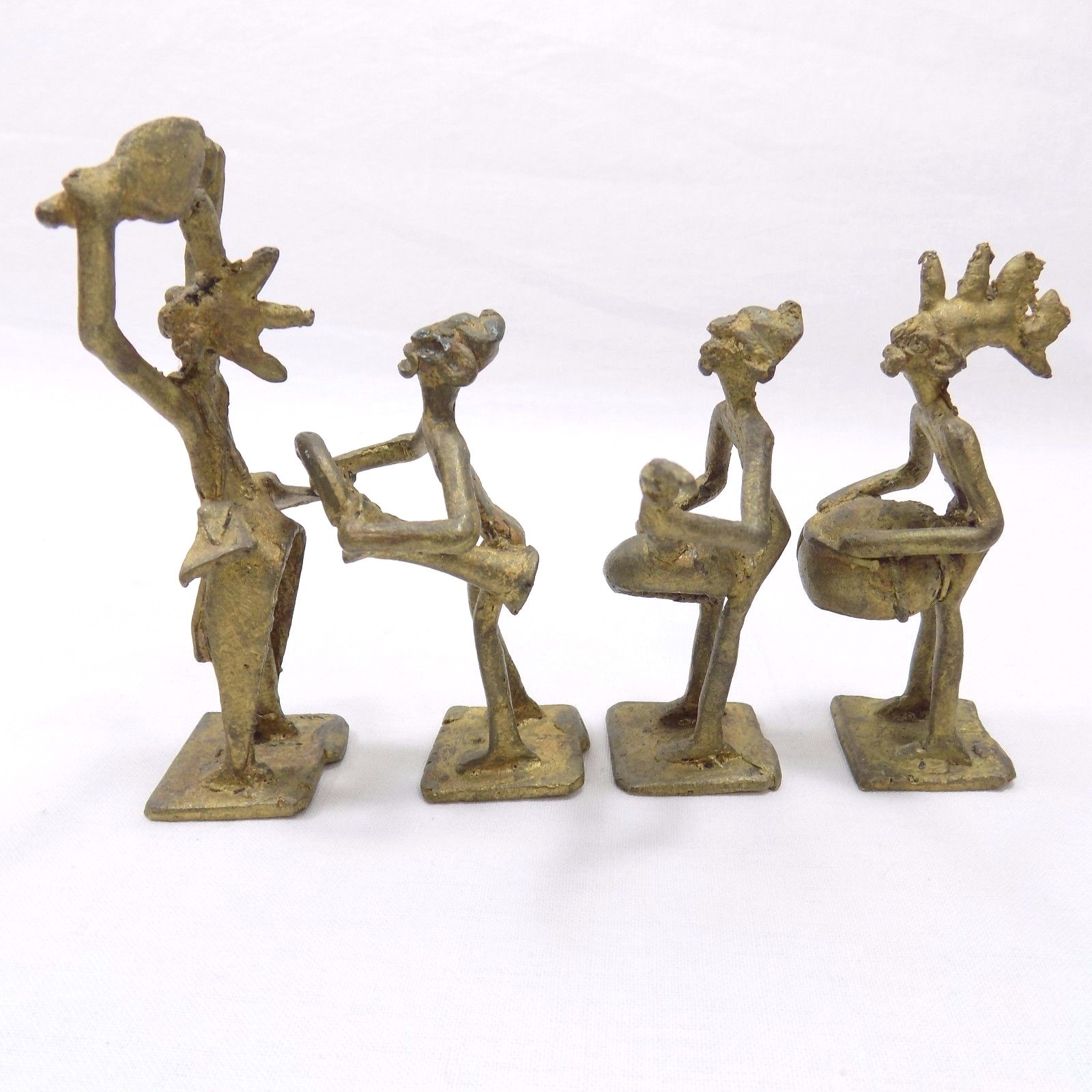 Tribal Music Figures African Ashanti Bronze Brass Akan Gold Weight Lot Of 7 (2)