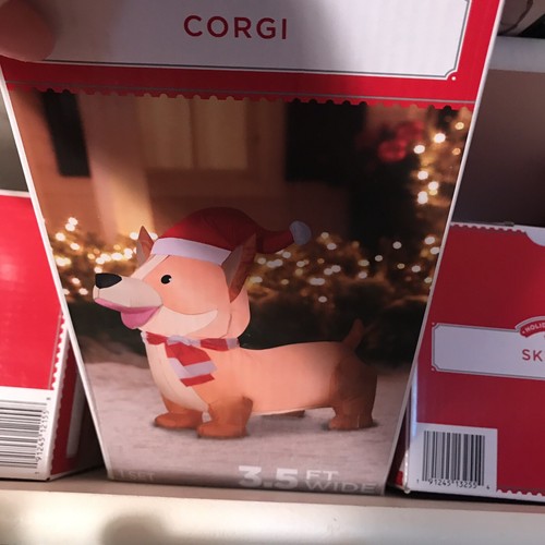 Christmas Inflatable Corgi Airblown Yard Decor 3.5 FT Gemmy Puppy Dog New NIB