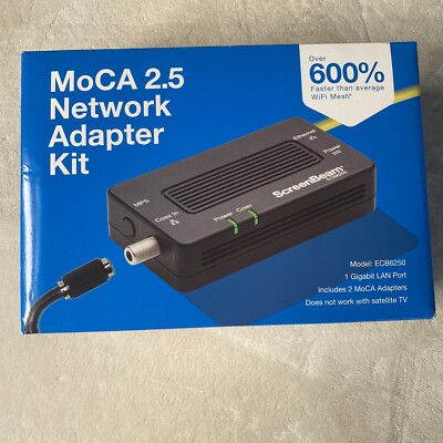 ScreenBeam MoCA 2.5 Ethernet Over Coax Adapter - Starter Kit (Model: ECB6250)