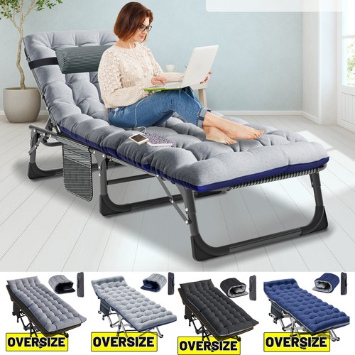 Adults Folding Sleeping Cot Guest Bed Heavy Duty Portable Cots Camping with Mat