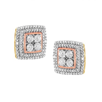 Haus of Brilliance 10K Yellow, White, and Rose Gold Diamond Earri