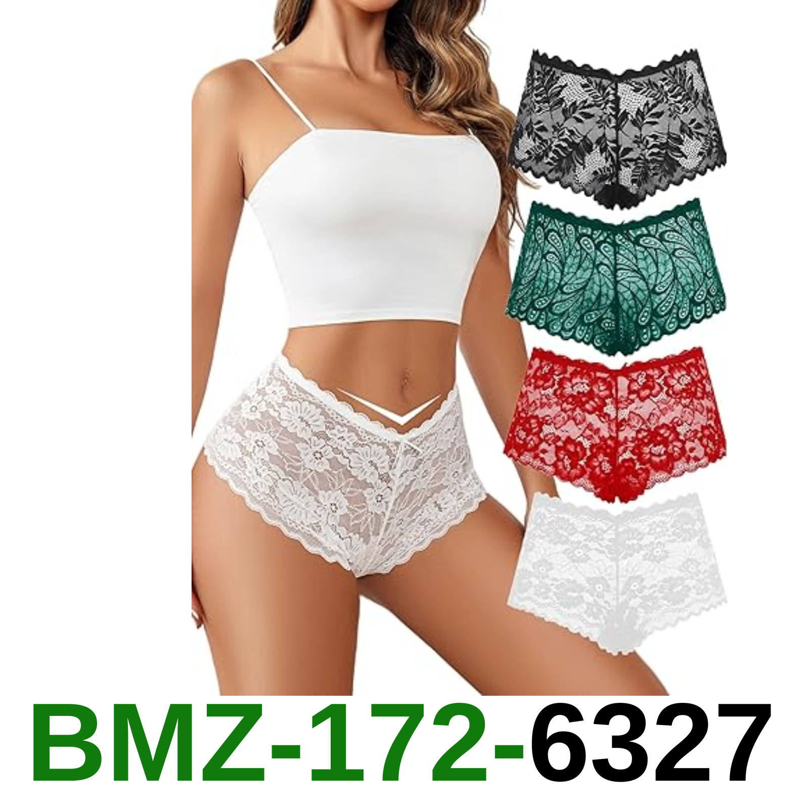 Avidlove Sexy Underwear Women Pack Floral Lace Boy Shorts Panties High Waist, L